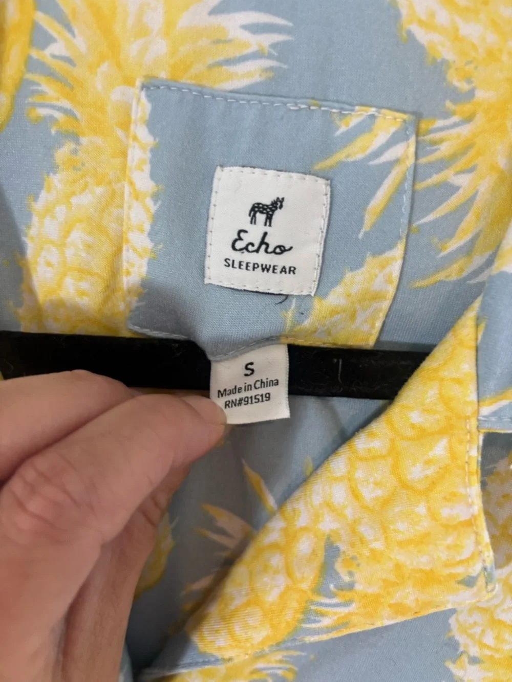 Echo Sleepwear Women Small Pineapple Print Button Up Top and Short Set Pajamas